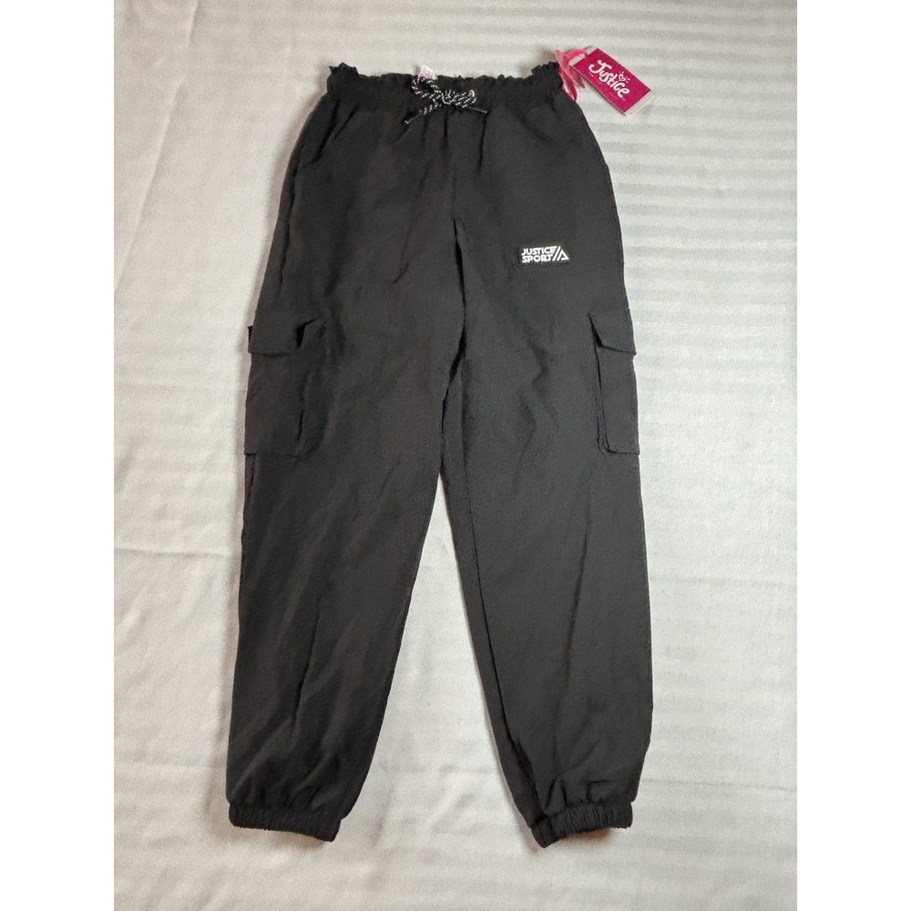 Justice Girls Black Cargo Parachute Pants NWT Fully Lined